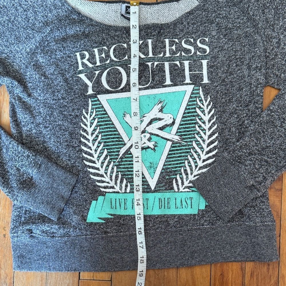 Young & Reckless Gray and Blue Sweatshirt - Picture 5 of 9